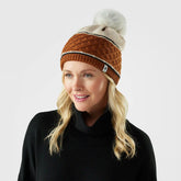 Cable Knit Colorblock Pom Beanie