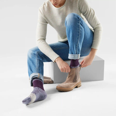 Women's Everyday Color Block Cable Crew Socks