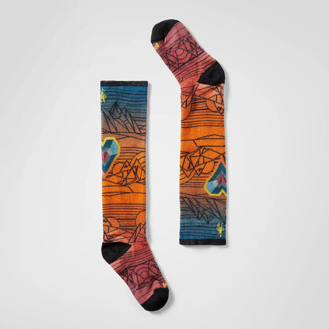 Junior Ski Geo Peaks Print Over The Calf Socks
