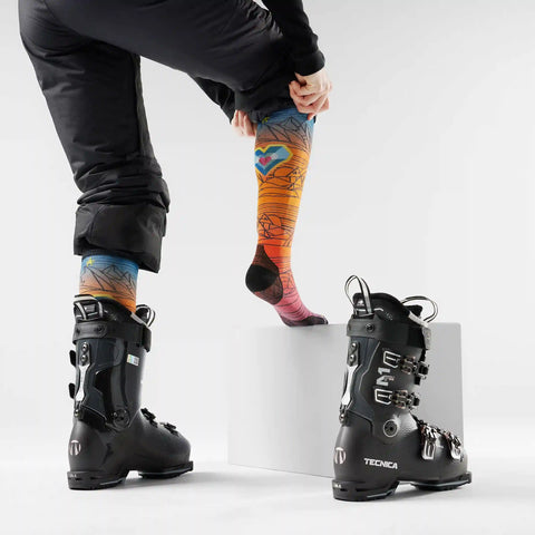 Ski Geo Peaks Print Over The Calf Socks