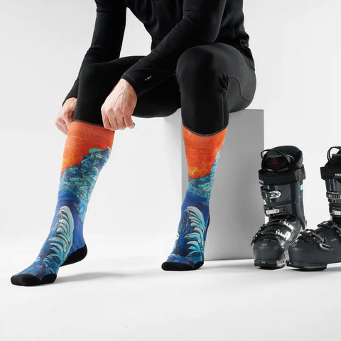 Ski Winter Haze Print Over the Calf Socks