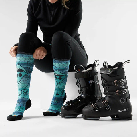 Women's Ski Topo Treasures Print Over The Calf Socks