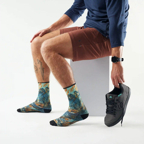 Bike Rugged Ride Print Crew Socks