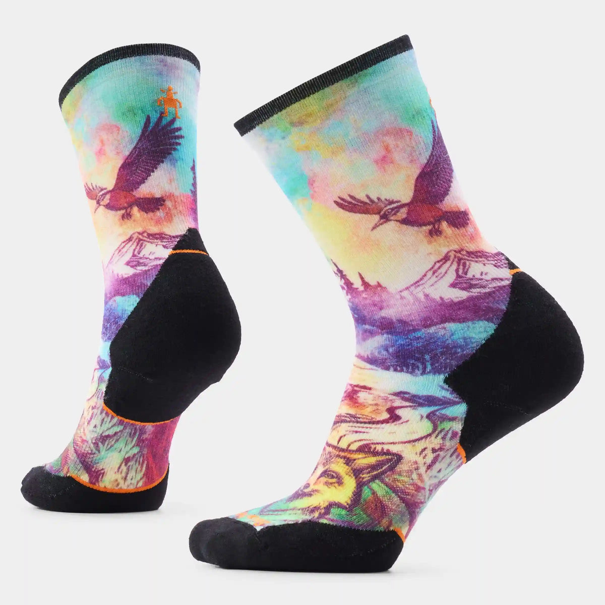 Women's Trail Run Serene Peak Print Crew Socks